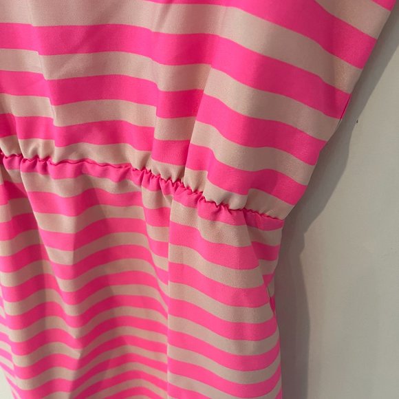 J. Crew Factory Dresses J Crew Factory Neon Pink Striped Sleeveless Dress Size 4 - Picture 3 of 7